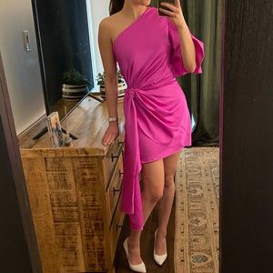Solace London Pink One Shoulder Mini Dress Size 2